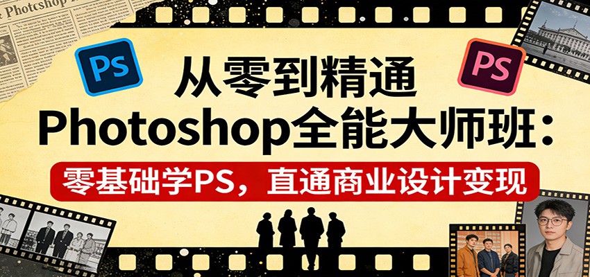 从零到精通Photoshop全能大师班：零基础学PS，直通商业设计变现-聊项目