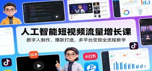 人工智能短视频流量增长课：数字人制作，爆款打造，多平台变现全流程教学-聊项目