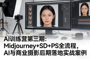 AI训练营第三期:Midjourney+SD+PS全流程,AI与商业摄影后期落地实战案例-聊项目