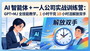 AI 智能体 + 一人公司实战训练营：GPT+MJ 全技能教学，1 小时干完 10 小时活解放双手-聊项目