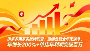 拼多多商家实战特训营:店铺业绩全年无淡季,年增长200%+单店年利润突破百万(26年4月2日更新-聊项目