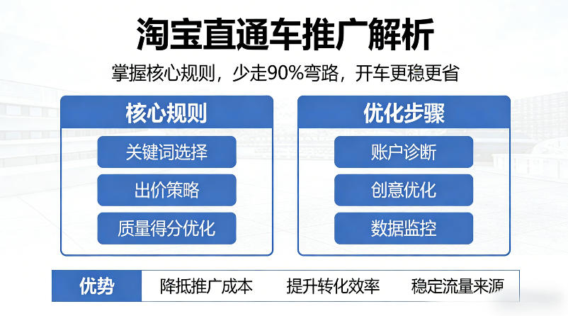 淘宝直通车推广解析，掌握核心规则，少走90%弯路，开车更稳更省-聊项目