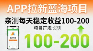 APP拉新蓝海项目,亲测每天稳定收益100-200,项目正规长期-聊项目
