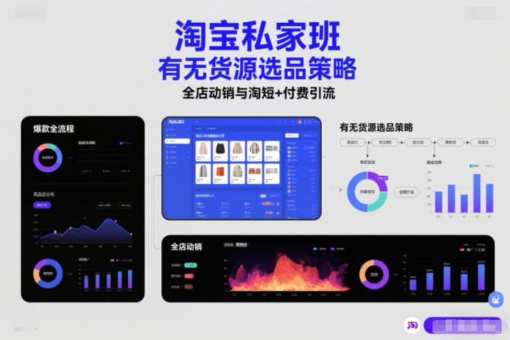 淘宝私家班，有无货源选品策略，高成功率爆款全流程打法，全店动销与淘短+付费引流(更新2026年4月)-聊项目