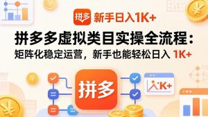拼多多虚拟类目实操全流程:矩阵化稳定运营,新手也能轻松日入 1K+-聊项目