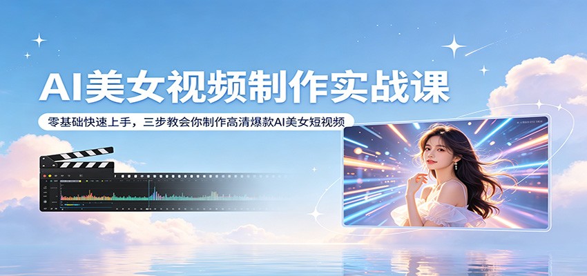 AI美女视频制作实战课：零基础快速上手，三步教会你制作高清爆款AI美女短视频-聊项目