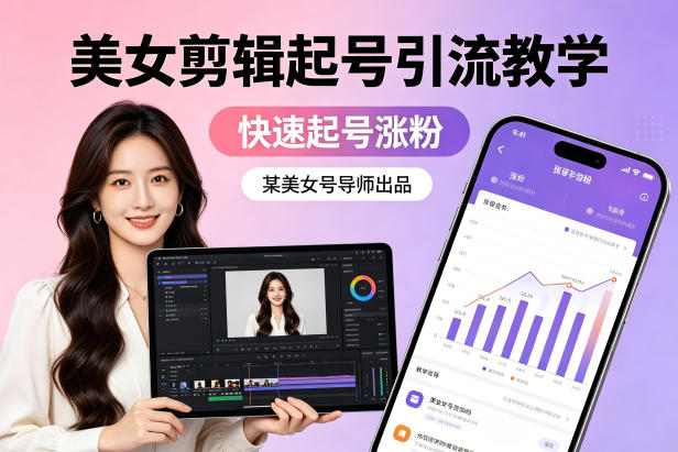 某美女号导师出品：美女剪辑起号引流教学，快速起号涨粉-聊项目
