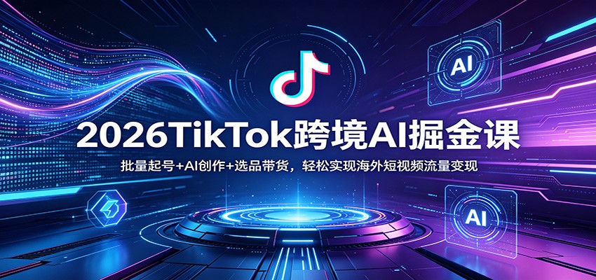 2026TikTok跨境AI掘金课:批量起号+AI创作+选品带货,轻松实现海外短视频流量变现-聊项目