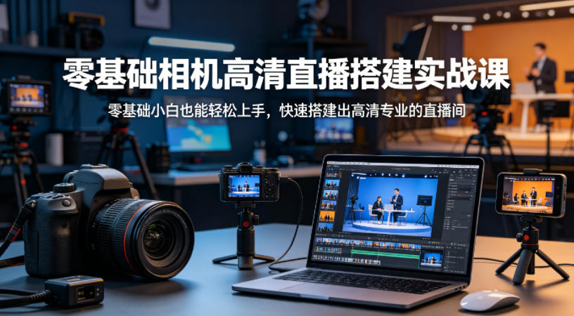 零基础相机高清直播间搭建实战课，小白也能轻松上手，快速搭建出高清专业的直播间-聊项目
