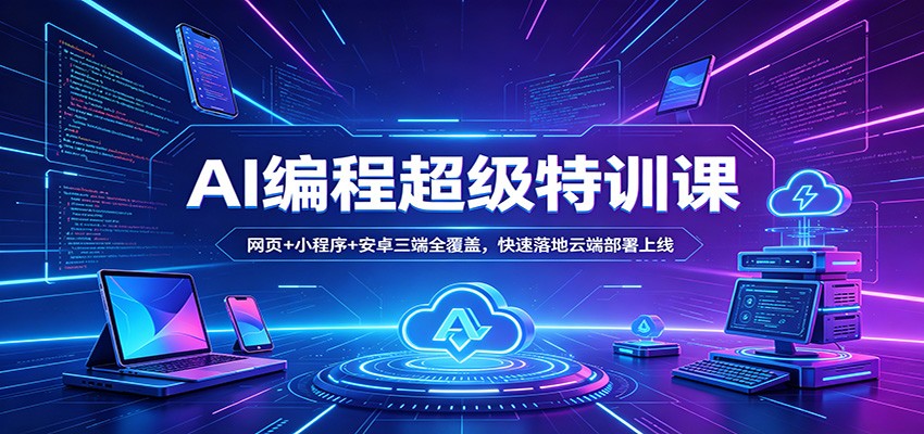 AI编程超级特训课：网页+小程序+安卓三端全覆盖，快速落地云端部署上线-聊项目