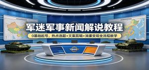 军迷军事新闻解说教程：0基础起号，热点选题+文案剪辑+消重变现全流程教学-聊项目