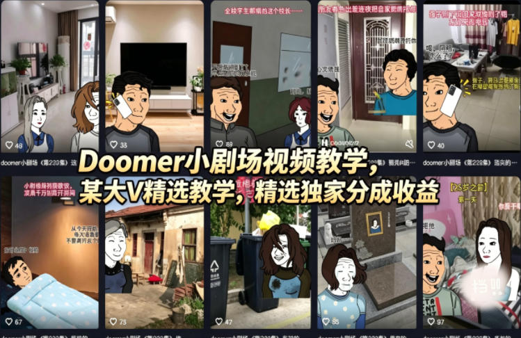 Doomer小剧场视频教学，某大V精选教学，精选独家分成收益-聊项目