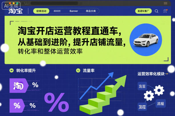 淘宝开店运营教程直通车，从基础到进阶，提升店铺流量，转化率和整体运营效率(更新26年4月20日)-聊项目