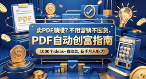 卖PDF躺賺？不用营销不囤货，PDF自动创富指南，1000个ideas+自动卖，新手月入9k刀【原创双语字幕】-聊项目