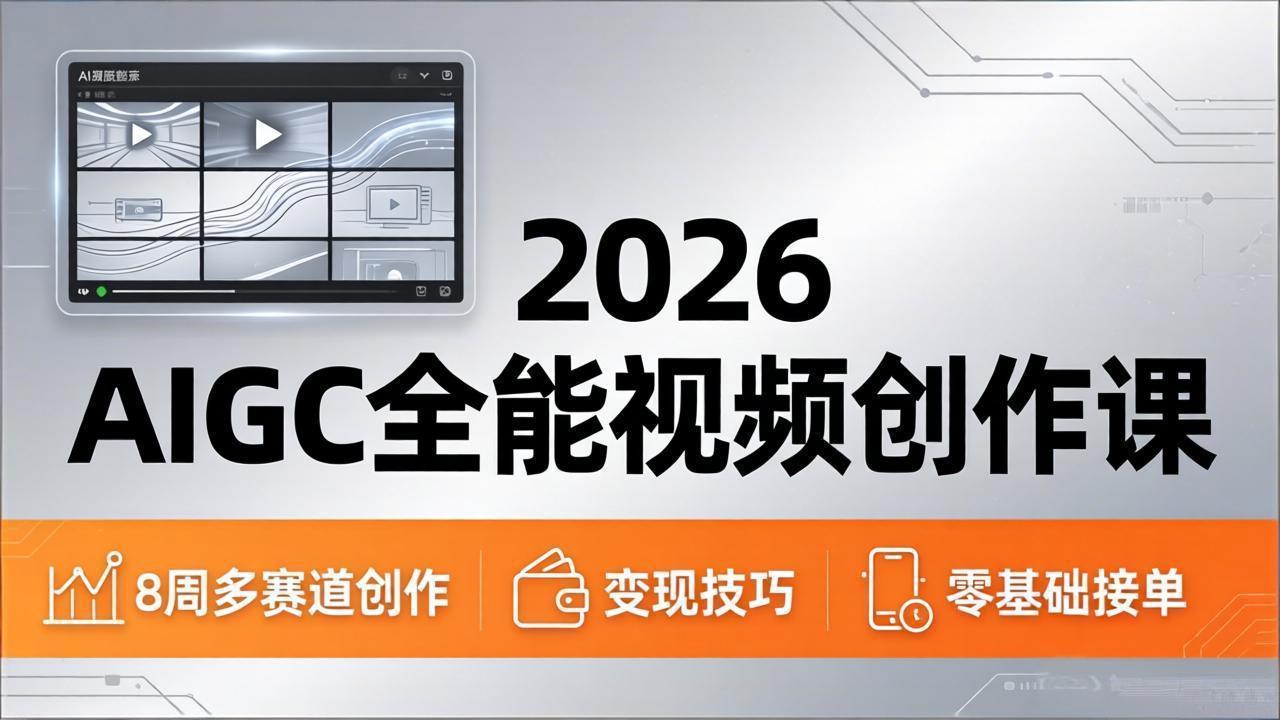 2026AIGC全能视频创作课，8周吃透多赛道创作+变现，零基础也能高效出片接单-聊项目