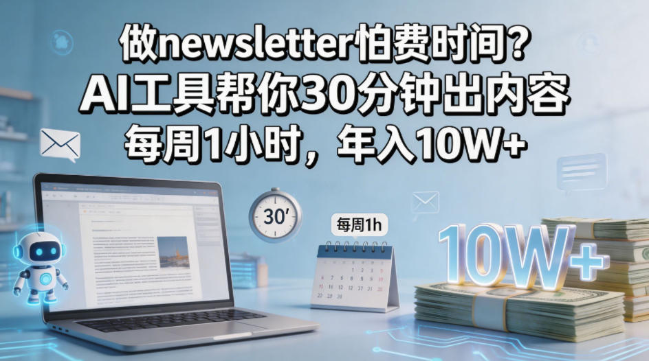 做newsletter怕费时间？AI工具帮你30分钟出内容，每周1小时，年入10W+！【原创双语字幕】-聊项目