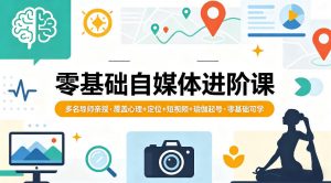 零基础自媒体进阶课，多名导师亲授，覆盖心理+定位+短视频+瑜伽起号，零基础可学-聊项目