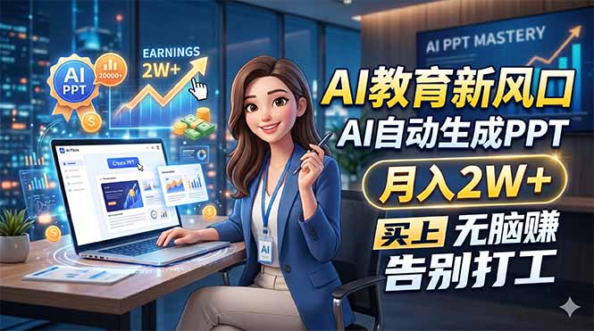 AI教育新风口，AI自动生成PPT，月入2W+，无脑赚，告别打工-聊项目