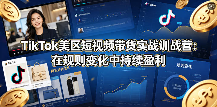TikTok美区短视频带货实战训战营：在规则变化中持续盈利-聊项目