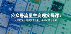 公众号流量主变现实操课：从账号注册到多赛道盈利，保姆式落地教程-聊项目