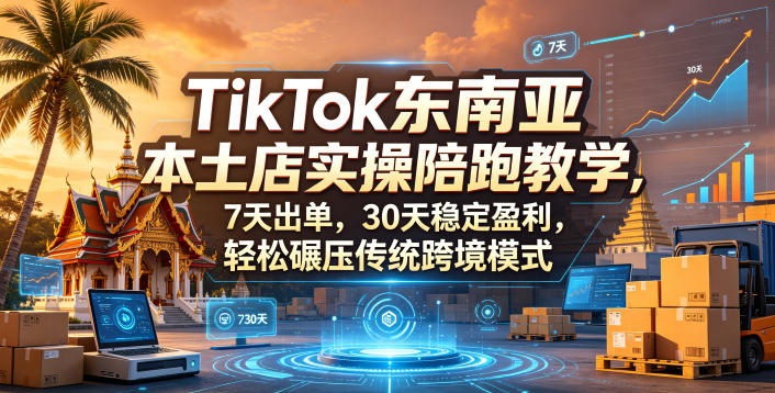 TikTok东南亚本土店实操陪跑教学，7天出单，30天稳定盈利，轻松碾压传统跨境模式-聊项目