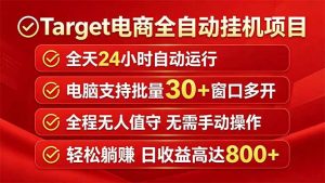 Target电商全自动挂机项目全天自动运行电脑可批量30+窗口运行日收益入800+-聊项目