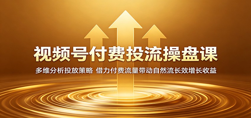 视频号付费投流操盘课:多维分析投放策略,借力付费流量带动自然流长效增长收益-聊项目