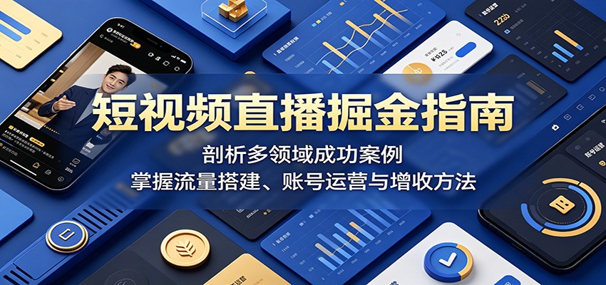短视频直播掘金指南:剖析多领域成功案例,掌握流量搭建、账号运营与增收方法-聊项目