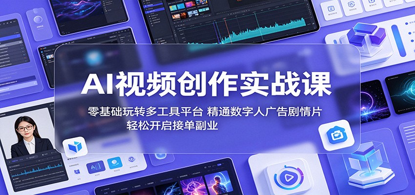 AI视频创作实战课:零基础玩转多工具平台,精通数字人广告、剧情片,轻松开启接单副业-聊项目