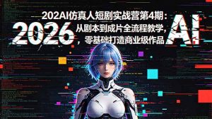 2026AI仿真人短剧实战营第4期:从剧本到成片全流程教学,零基础打造商业级作品-聊项目