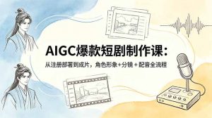 AIGC爆款短剧制作课:从注册部署到成片,角色形象+分镜+配音全流程-聊项目