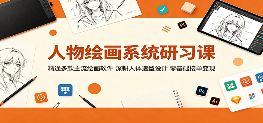 人物绘画系统研习课:精通多款主流绘画软件,深耕人体造型设计,零基础接单变现-聊项目