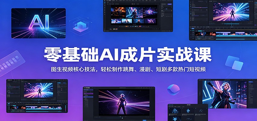 零基础AI成片实战课:图生视频核心技法,轻松制作跳舞、漫剧、短剧多款热门短视频-聊项目