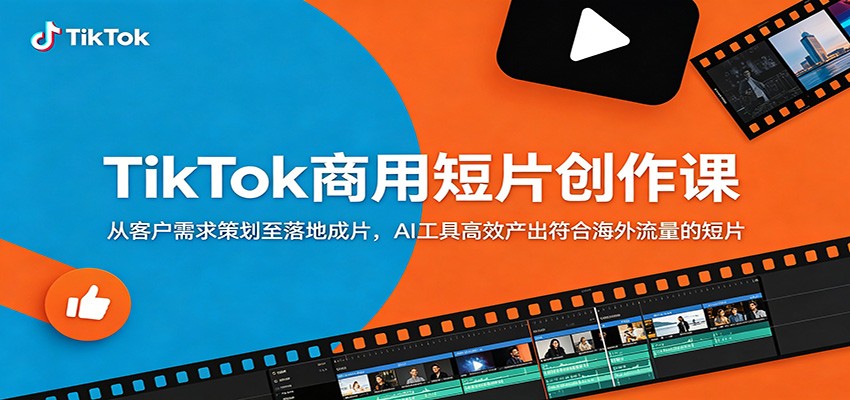 TikTok商用短片创作课:从客户需求策划至落地成片,AI工具高效产出符合海外流量的短片-聊项目