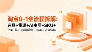 淘宝0-1全流程拆解:选品+货源+AI主图+SKU+上架+推广+数据诊断,新手开店全链路-聊项目
