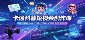 卡通科普短视频创作课:掌握动画风格制作技巧,轻松打造趣味知识类账号实现涨粉变现-聊项目