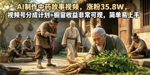 AI制作中药故事视频,涨粉35.8W,视频号分成计划+橱窗收益非常可观,简单易上手-聊项目