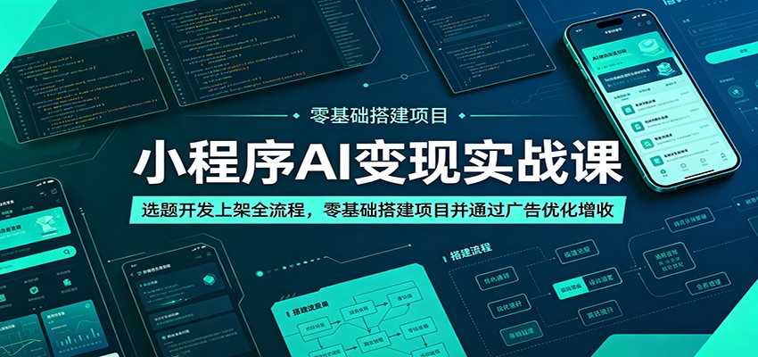 小程序AI变现实战课:选题开发上架全流程,零基础搭建项目并通过广告优化增收-聊项目