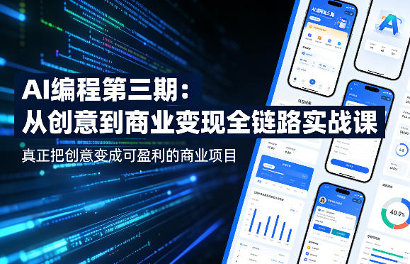 AI编程第三期，从创意到商业变现的全链路实战课，真正把创意变成可盈利的商业项目(更新06月08日)-聊项目