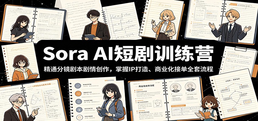 Sora AI短剧训练营:精通分镜剧本剧情创作,掌握IP打造、商业化接单全套流程-聊项目
