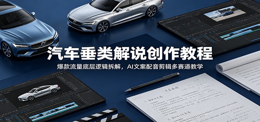 汽车垂类解说创作教程:爆款流量底层逻辑拆解,AI文案配音剪辑多赛道教学-聊项目