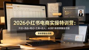 2026小红书电商实操特训营:开店+选品+笔记+工具+达人,从0到1系统掌握全流程-聊项目