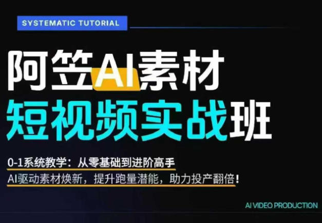 AI视频素材实战班，0-1系统教学，从零基础到进阶高手AI驱动素材焕新，提升跑量潜能，助力投产翻倍-聊项目