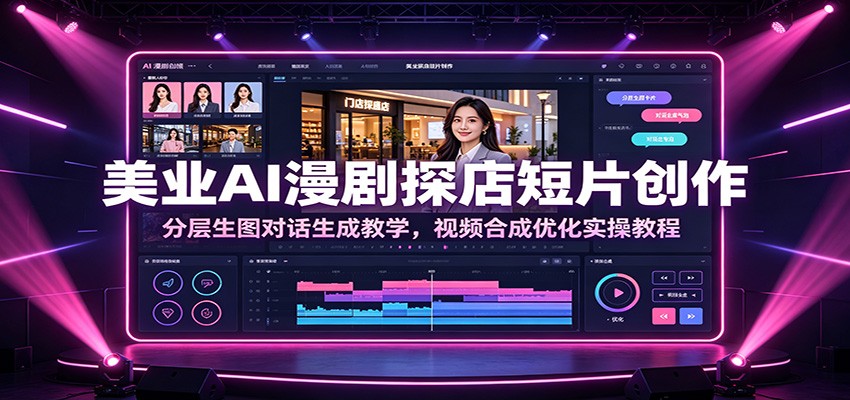 美业AI漫剧探店短片创作:分层生图对话生成教学,视频合成优化实操教程-聊项目