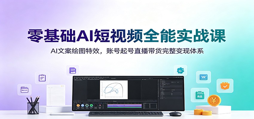 零基础AI短视频全能实战课:AI文案绘图特效,账号起号直播带货完整变现体系-聊项目