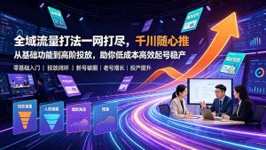 全域流量打法一网打尽，千川随心推从基础功能到高阶投放，助你低成本高效起号稳产-聊项目