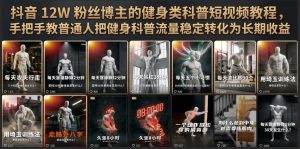 抖音12W粉丝博主的健身类科普短视频教程,手把手教普通人把健身科普流量稳定转化为长期收益-聊项目