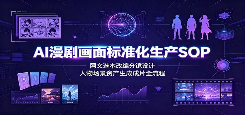 AI漫剧画面标准化生产SOP:网文选本改编分镜设计,人物场景资产生成成片全流程-聊项目