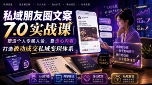 私域朋友圈文案7.0实战课|塑造个人专属人设,靠走心内容打造被动成交私域变现体系-聊项目