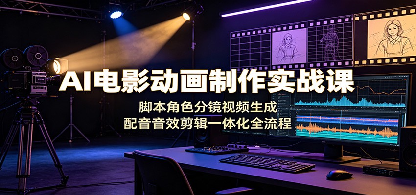 AI电影动画制作实战课:脚本角色分镜视频生成,配音音效剪辑一体化全流程-聊项目